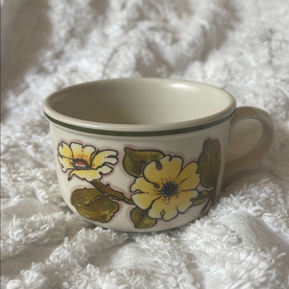 Floral Ceramic Mug with Yellow Flowers